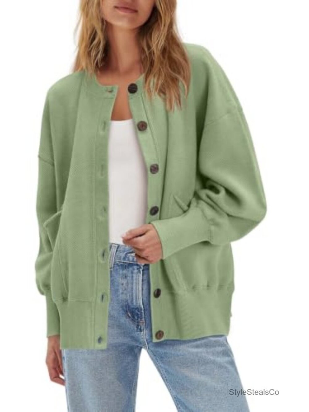 Oversized Cotton Blend Cardigan Sweater Button Up Long Sleeve Open Front with